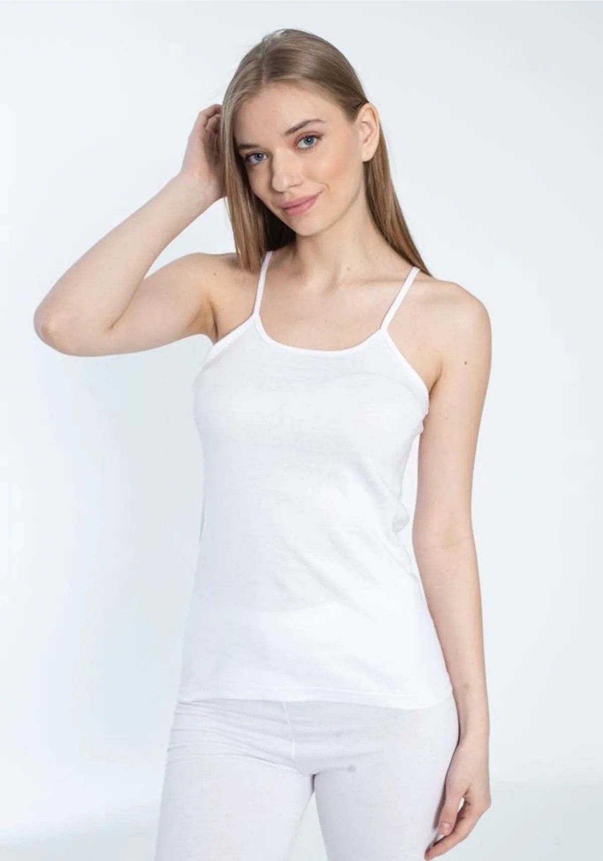 Kadın İp Askı Likralı Penye Askılı Atlet 6'lı