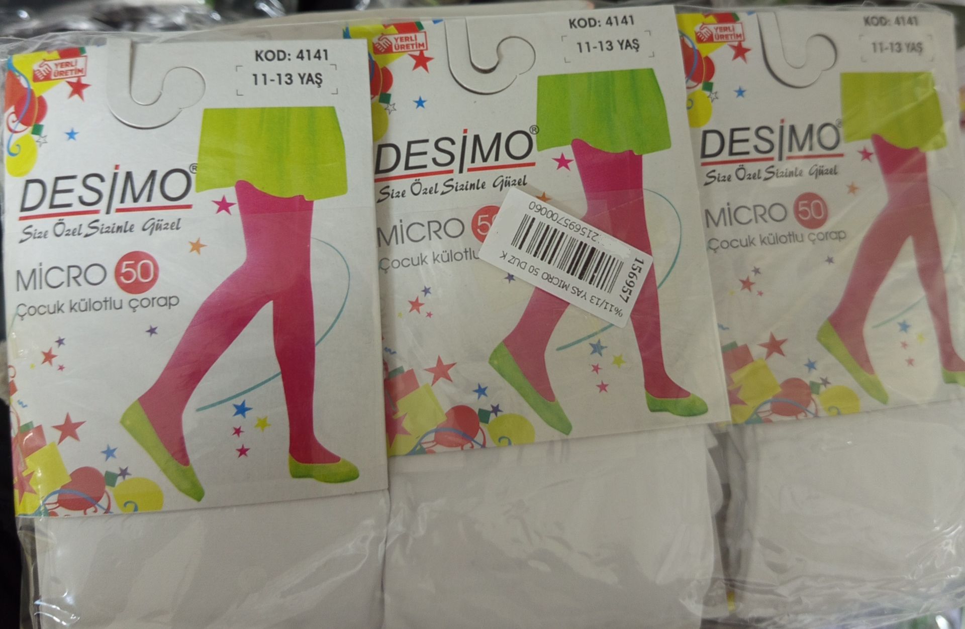 Kız Çocuk Düz Renk Külotlu Çorap 6'lı Paket