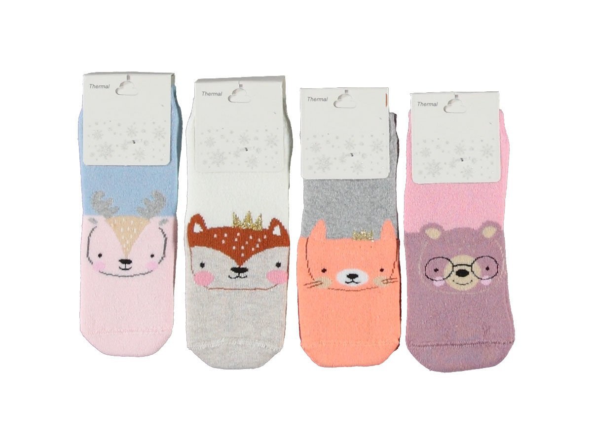 Kız Çocuk Desenli Havlu Kışlık Soket Çorap 12'li