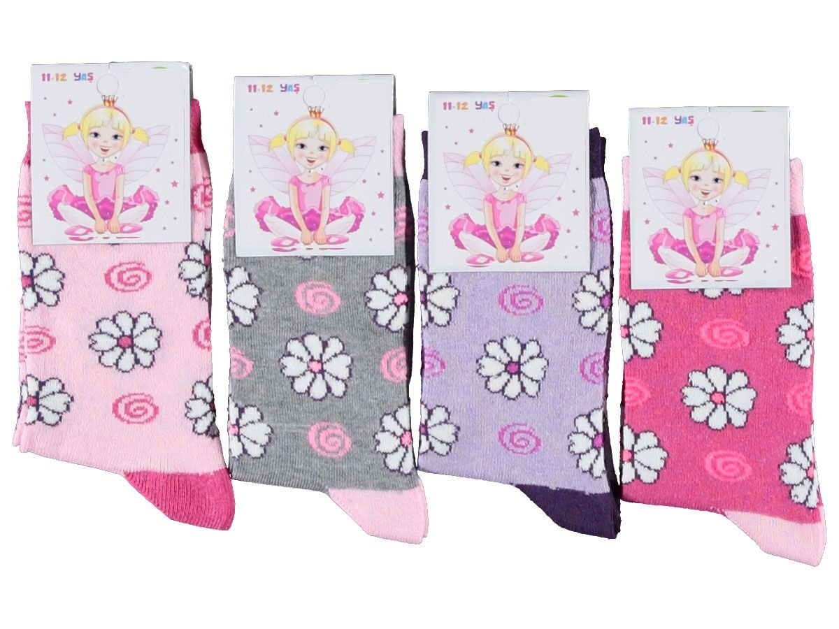 Kız Çocuk Desenlik Kışlık Soket Çorap 12'li