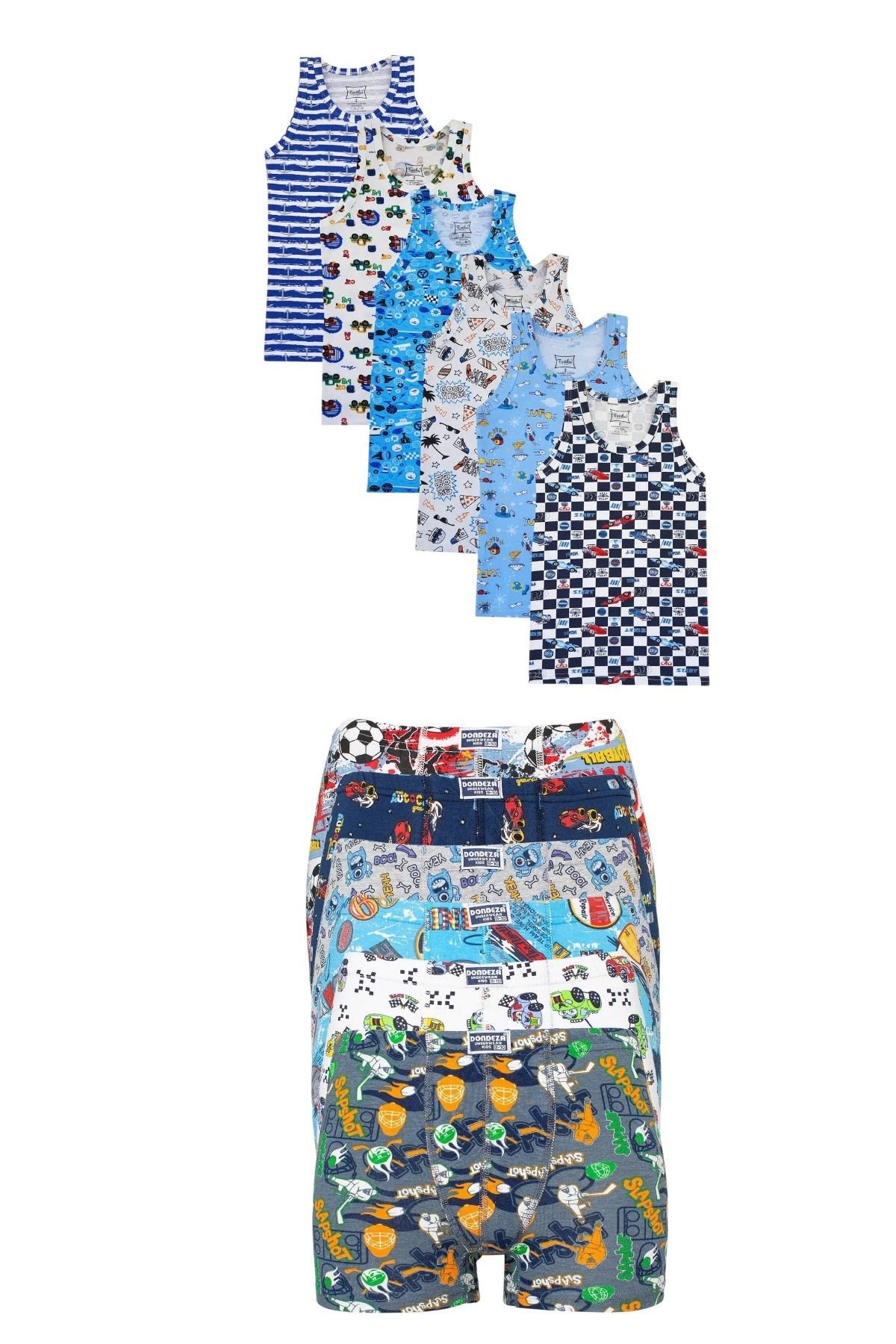 Erkek Çocuk Atlet ve Boxer Takım 12 Parça