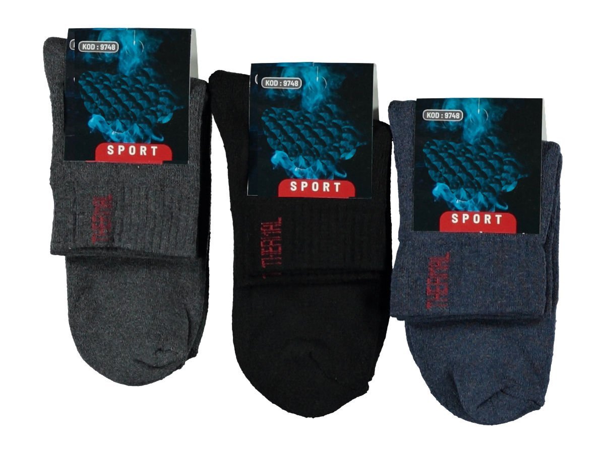 Erkek Kışlık Termal Havlu Orta Konç Soket Çorap 12'li Paket