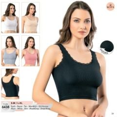 Kota 6438 Kadın Kaşkorse Dantelli Geniş Askılı Crop