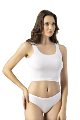 Kota 6438 Kadın Kaşkorse Dantelli Geniş Askılı Crop