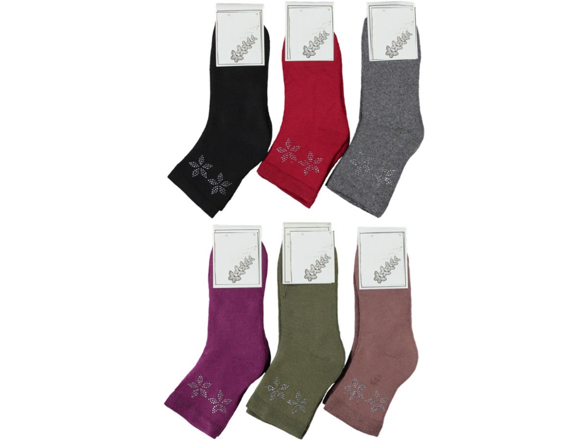 Kadın Taş Baskılı Kışlık Havlu Patik Çorap 12'li