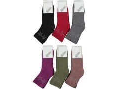 Kadın Taş Baskılı Kışlık Havlu Patik Çorap 12'li