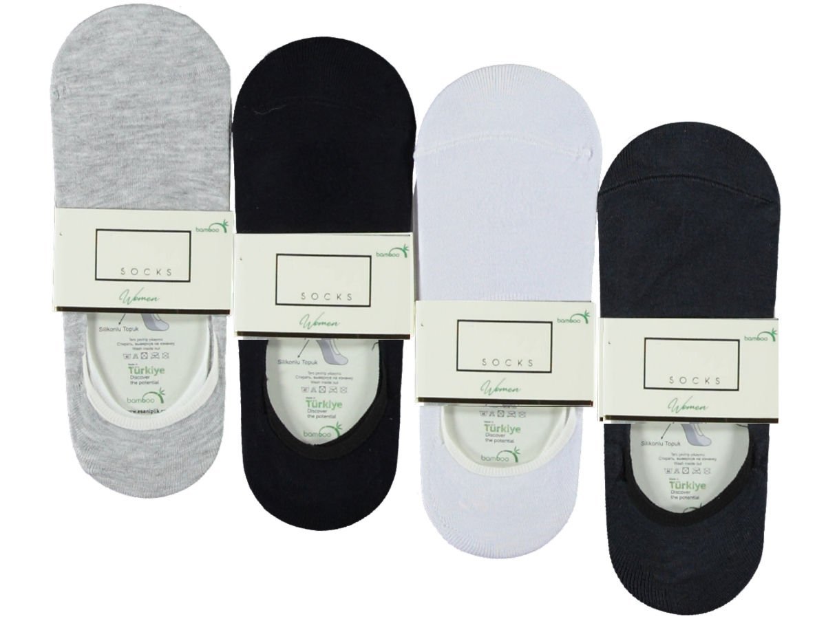 Kadın Bambu Kışlık Düz Renk Babet Çorap 12'li Paket