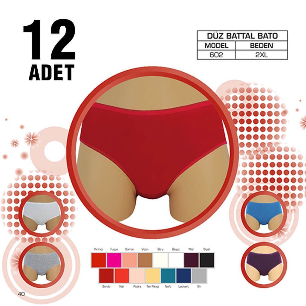 Dondeza Düz Büyük Beden Bayan Bato 12'li