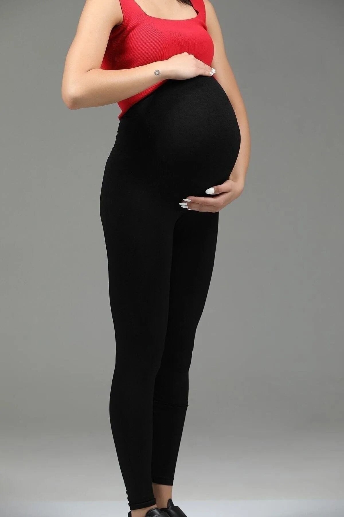 Kadın Ayarlanabilir Bel Pamuklu Penye Hamile Tayt