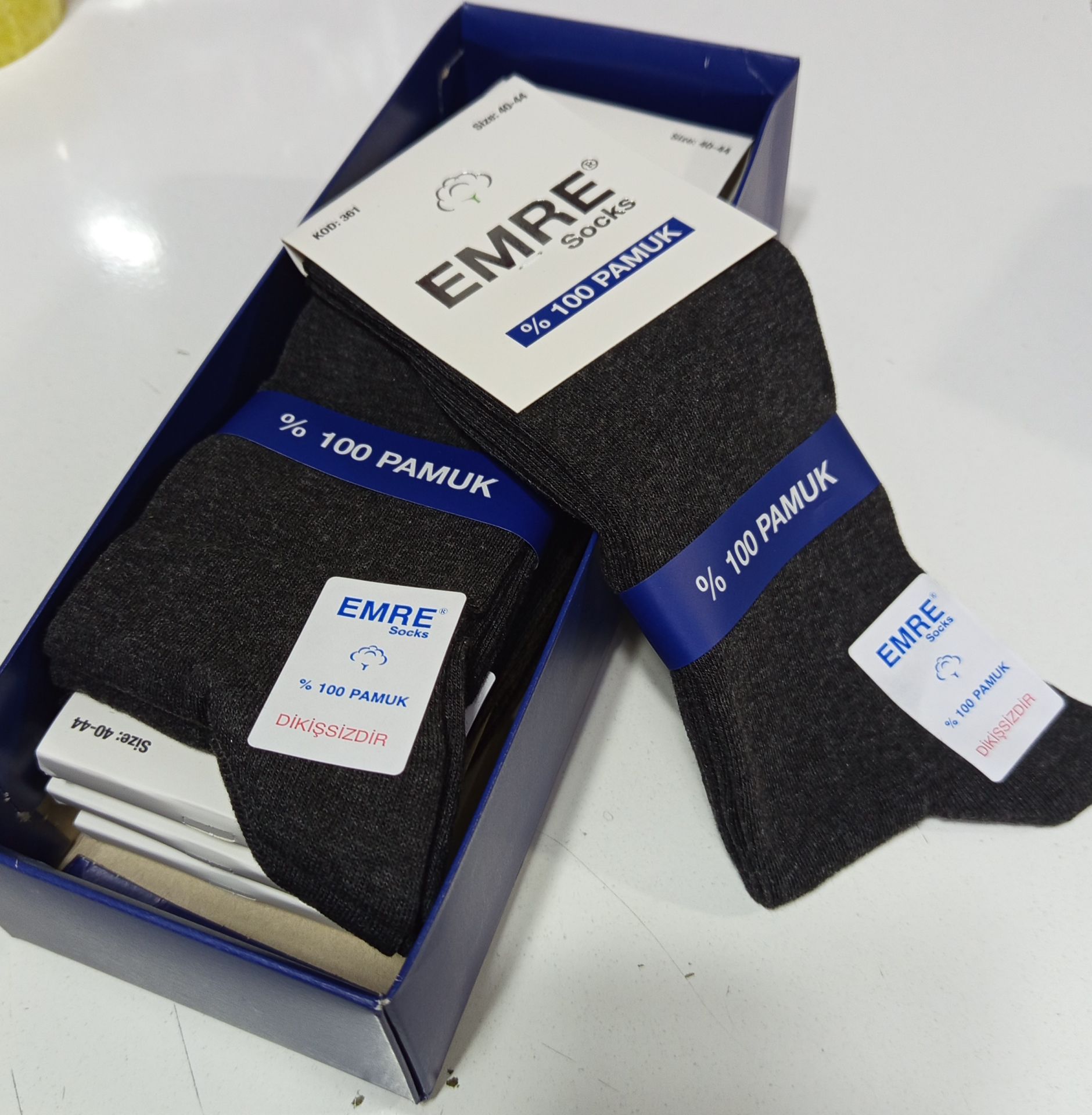 %100 Pamuklu Erkek Dikişsiz Kutulu Soket Çorap 6'lı Paket