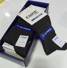 %100 Pamuklu Erkek Dikişsiz Kutulu Soket Çorap 6'lı Paket