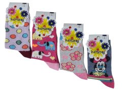 Ekonomik Renkli Desenli Kız Çocuk Soket Çorap 12'li