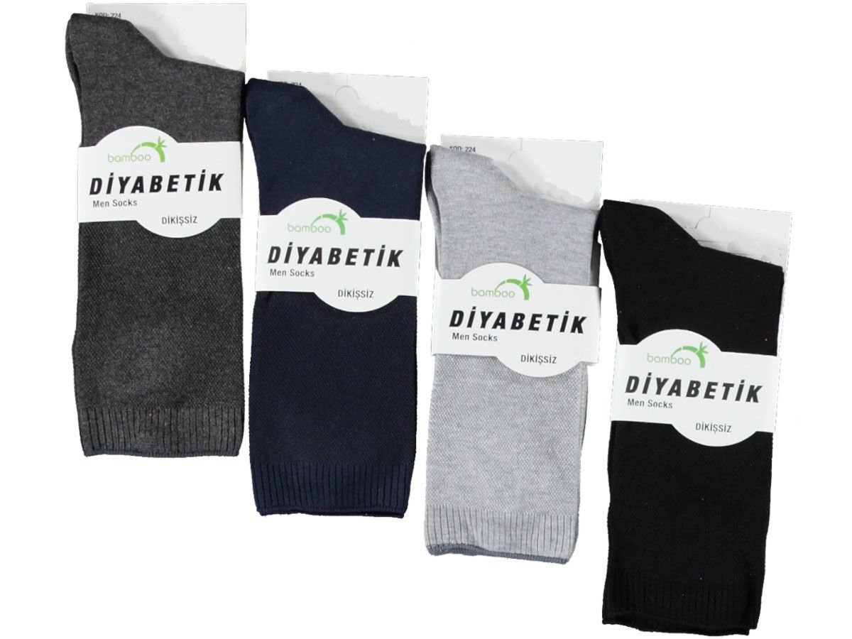 Erkek Bambu Diyabetik Çorap 12'li Paket