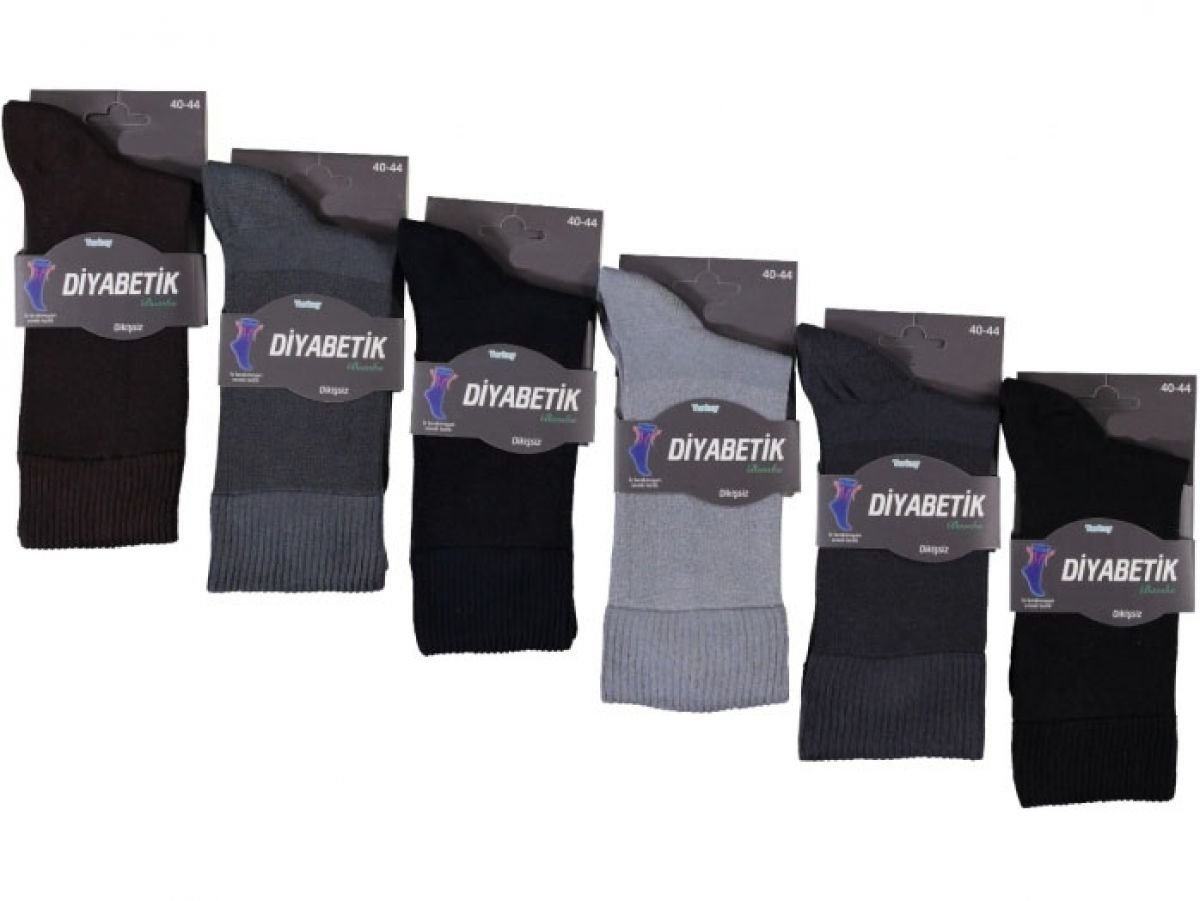 Erkek Bambu Diyabetik Çorap 12'li Paket