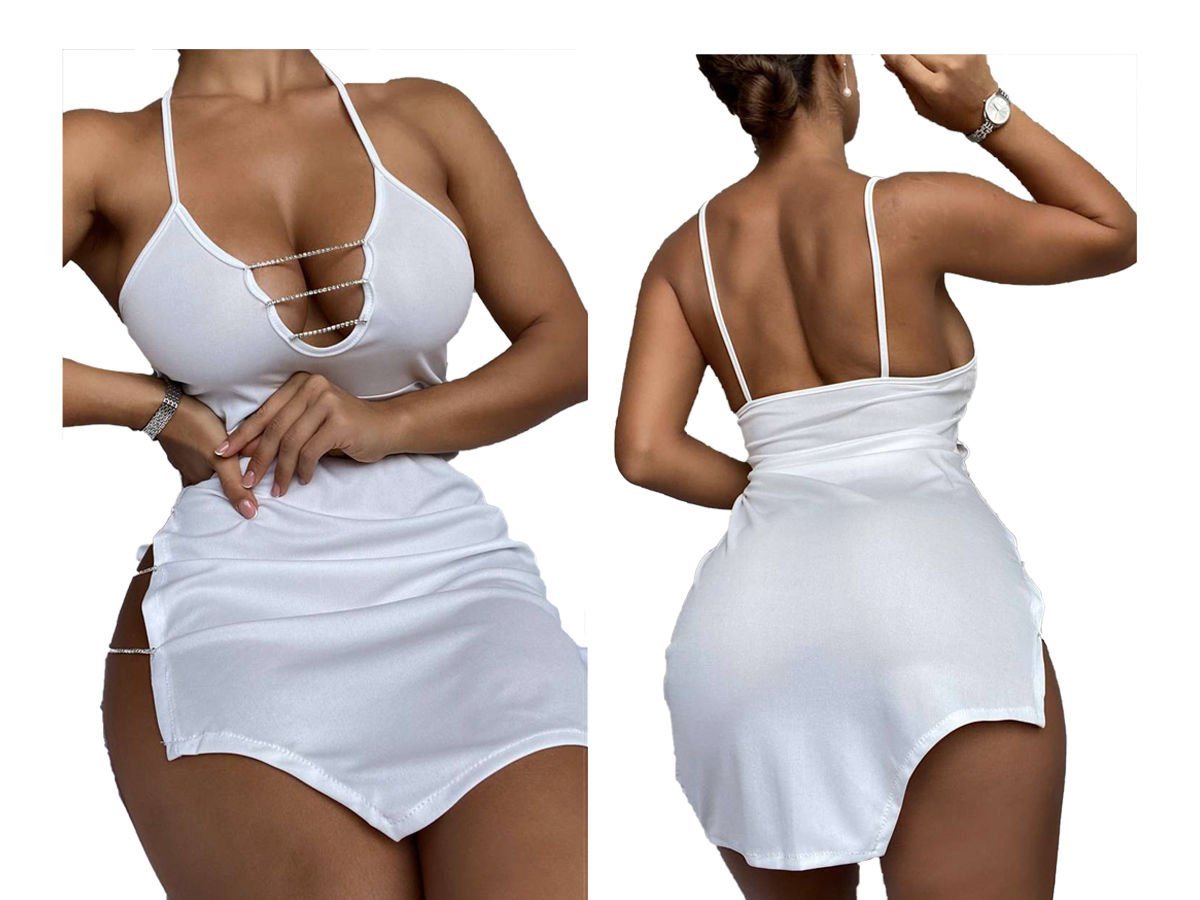 Fantezi Taşlı Mini Elbise