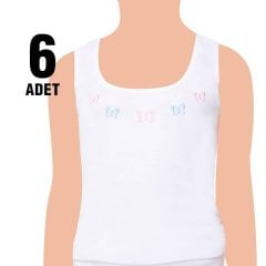 Tutku Kız Çocuk Kalın Askılı İşlemeli Atlet 6'lı