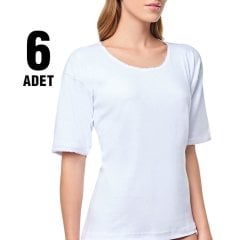 Tutku Beyaz Kaşkorse Bayan  Bisiklet Yaka Atlet 6'lı