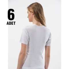 Tutku Beyaz Kaşkorse Bayan  Bisiklet Yaka Atlet 6'lı