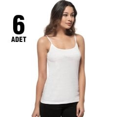 Tutku Beyaz Ribana Bayan İp Askılı Atlet 6'lı