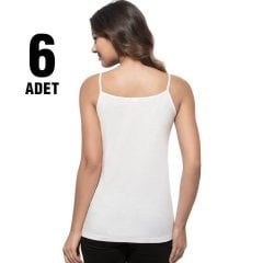 Tutku Beyaz Ribana Bayan İp Askılı Atlet 6'lı