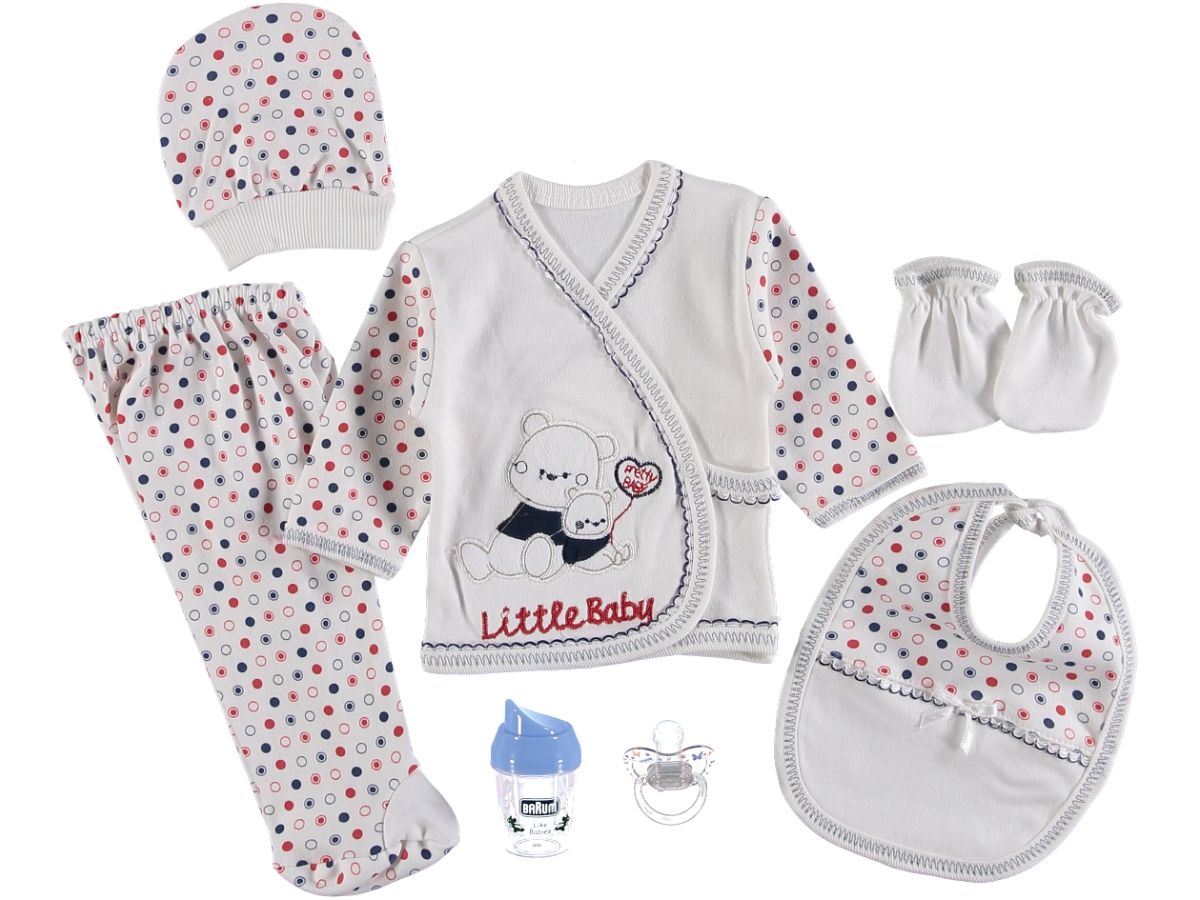 Yavrulu Ayıcık Baskılı Emzikli Zıbın Set 7'li Süper