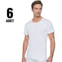 Tutku Beyaz Bisiklet Yaka Erkek Ribana Atlet 6'lı