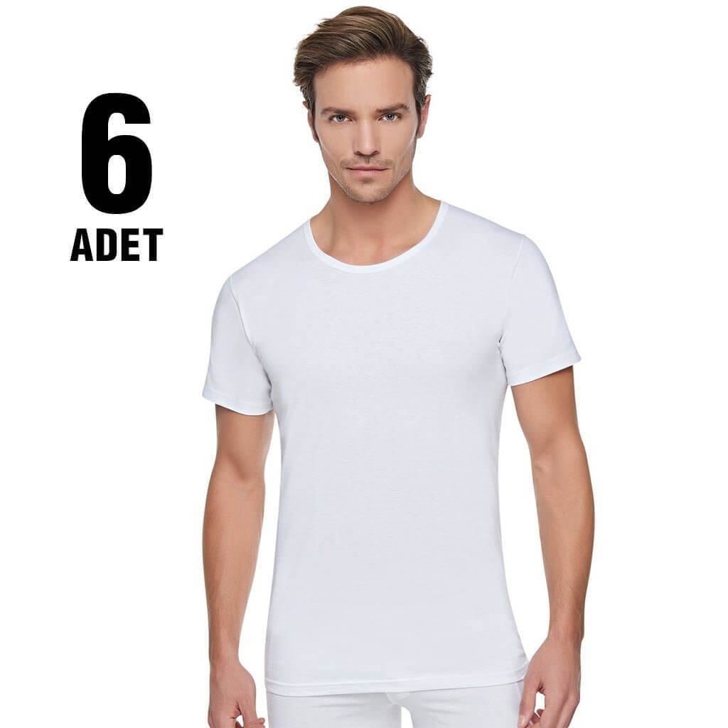 Tutku Beyaz Bisiklet Yaka Erkek Penye Atlet 6'lı