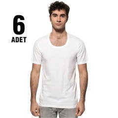 Tutku Beyaz Bisiklet Yaka Erkek Penye Atlet 6'lı