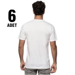 Tutku Beyaz Bisiklet Yaka Erkek Penye Atlet 6'lı