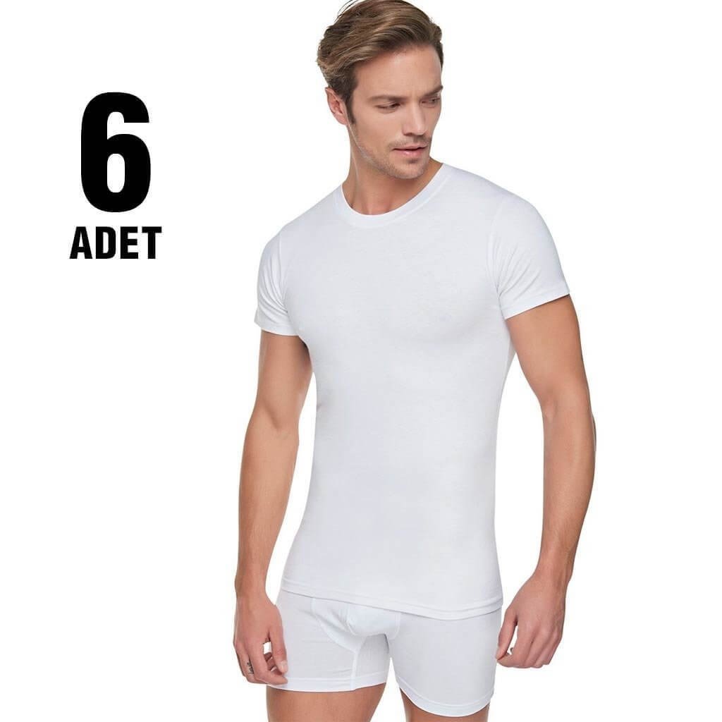 Tutku Beyaz Sıfır Yaka Erkek Penye Atlet 6'lı