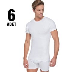 Tutku Beyaz Sıfır Yaka Erkek Penye Atlet 6'lı