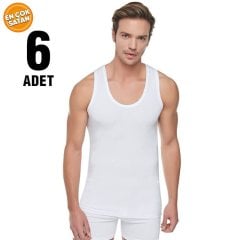 Tutku Beyaz Erkek Ribana Atlet 6'lı