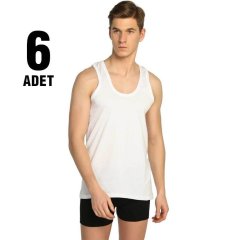 Tutku Beyaz Erkek Ribana Atlet 6'lı