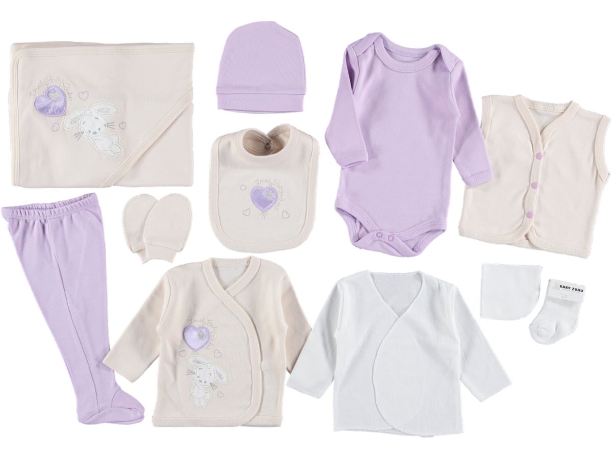 Kız Balonlu Tavşan 10 Parça Zıbın Set