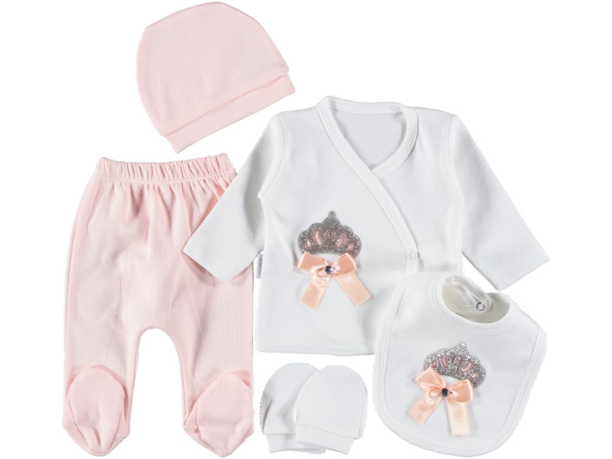 Kız Taşlı 5 Parça Zıbın Seti