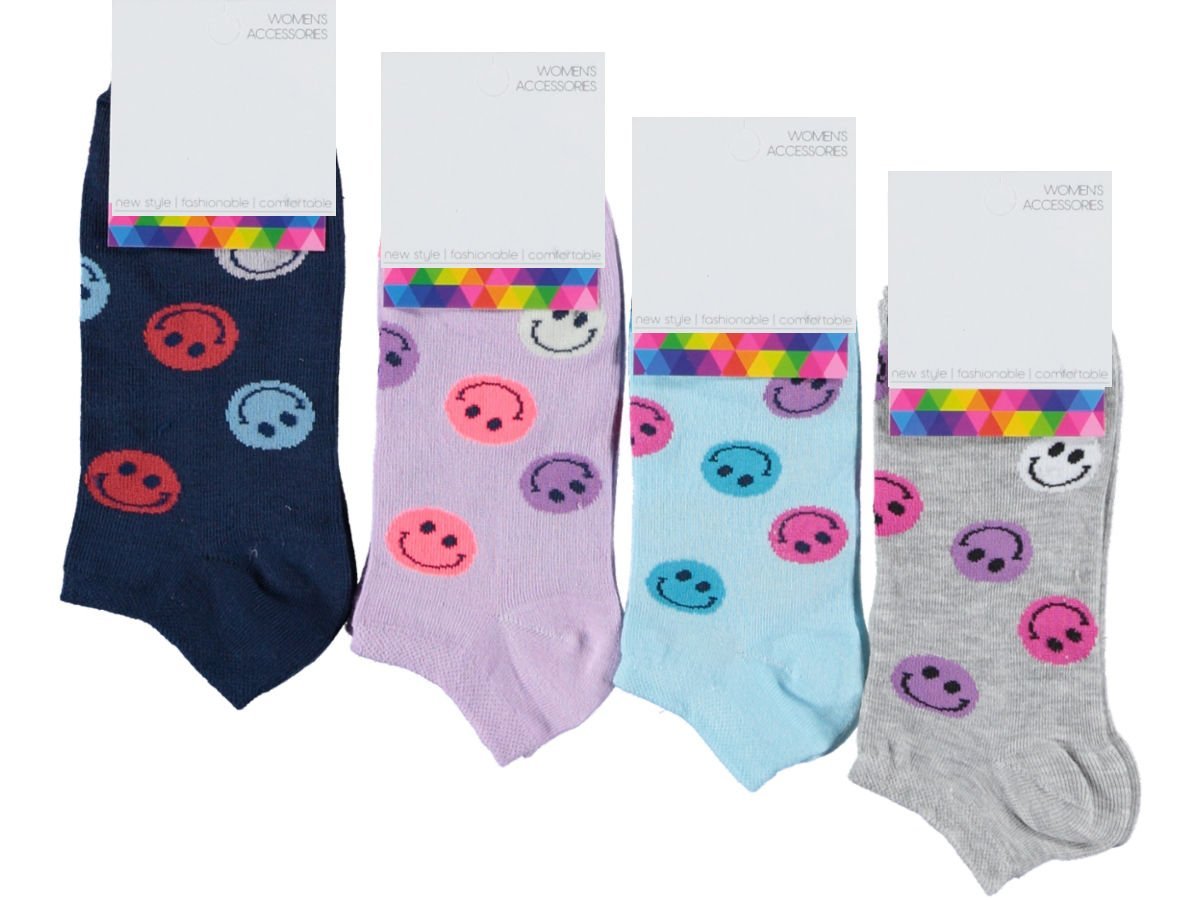 Penye Yazlık Kadın Patik Çorap Renkli Desenli 12'li