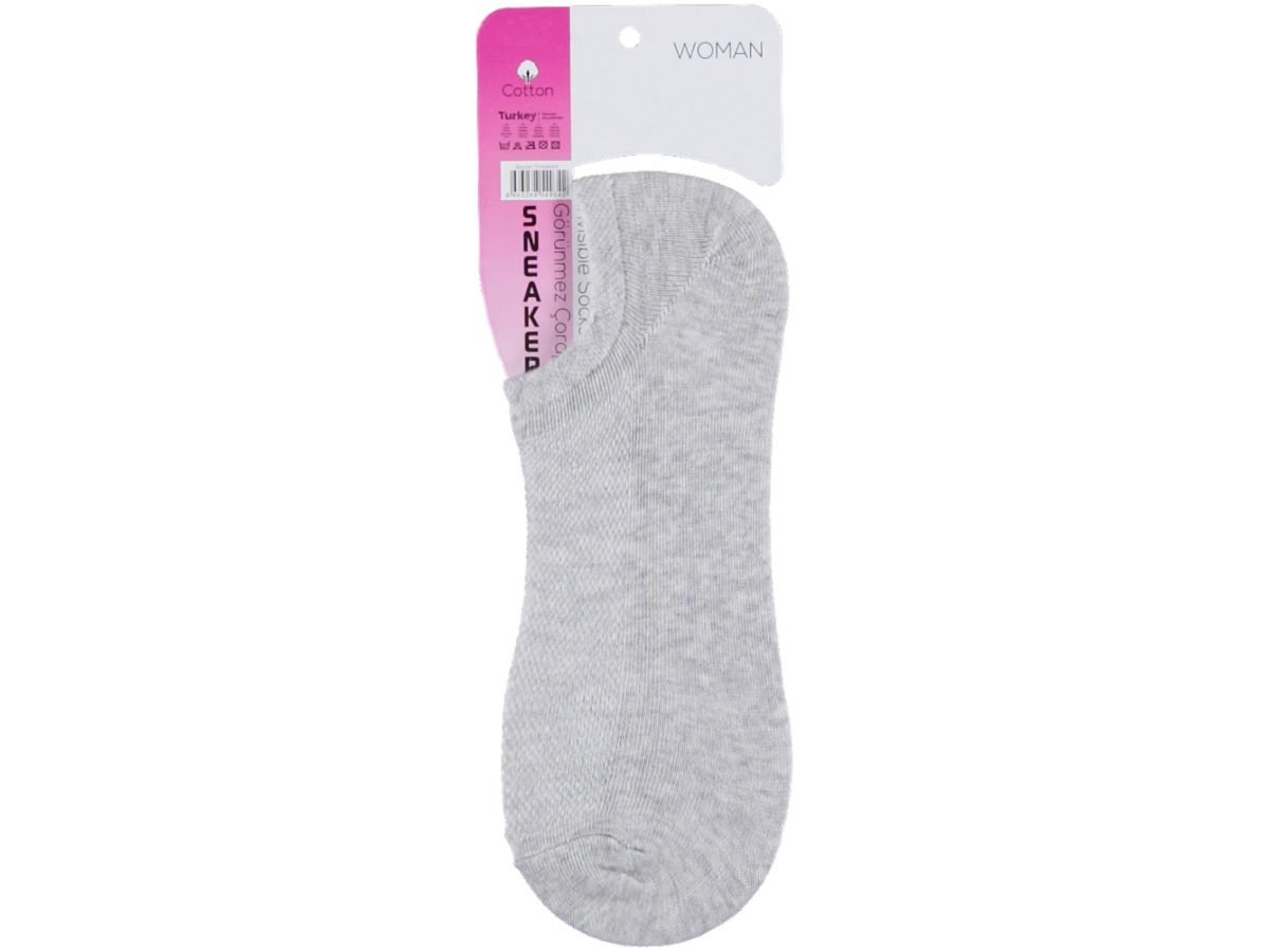 Düz Renk Yazlık Kadın Sneakers Çorap 12'li