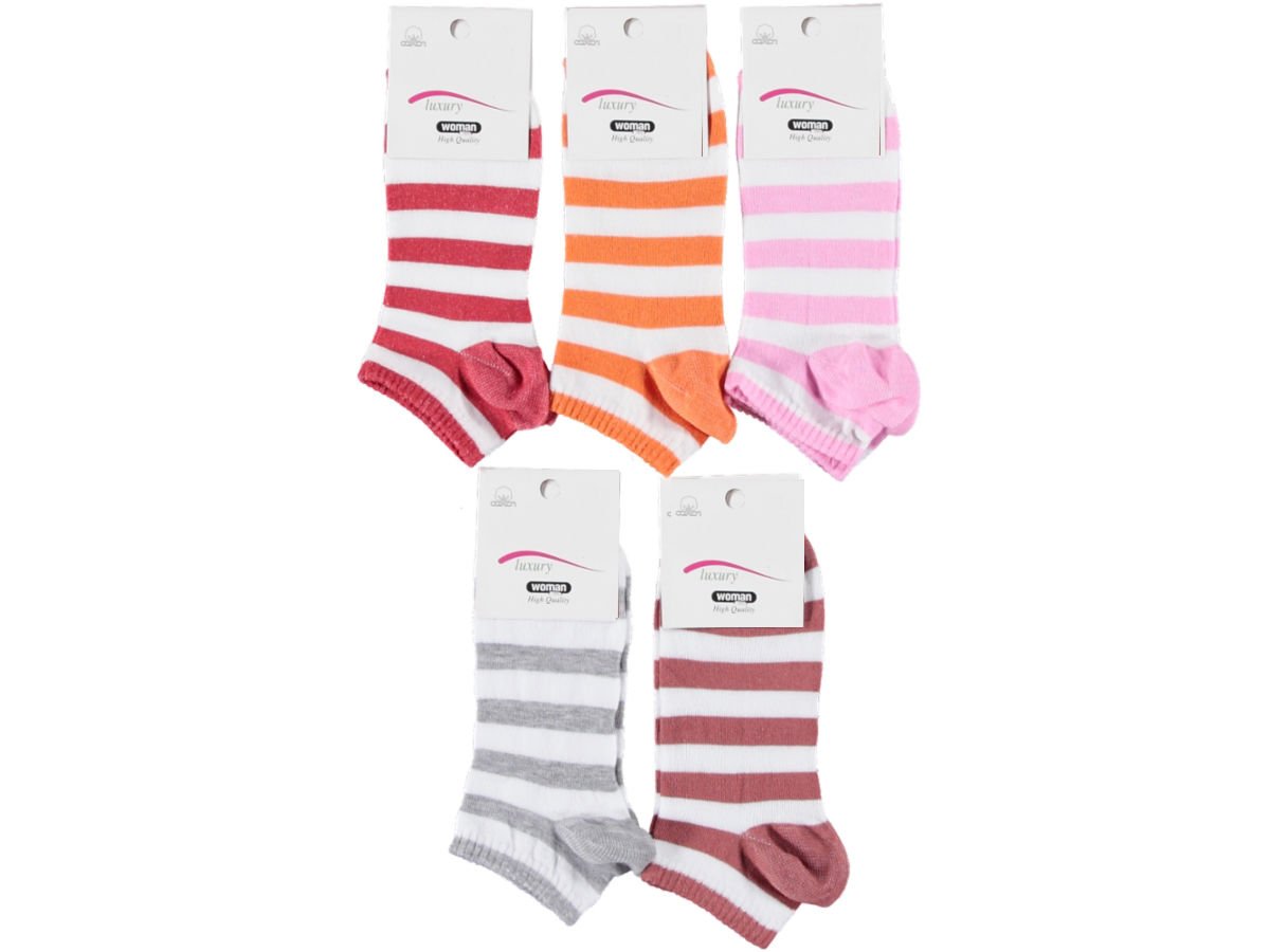 Penye Desenli Yazlık Kadın Patik Çorap 12'li