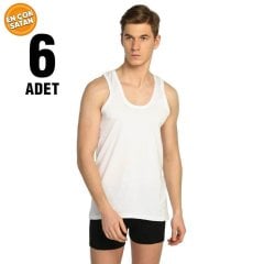 Tutku Beyaz Klasik Erkek Penye Atlet 6'lı