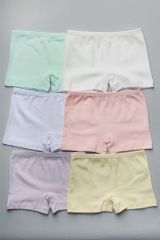Kız Çocuk Raporlu Fitilli Pamuklu Yumuşacık Boxer 6'lı