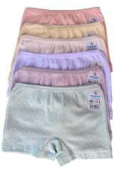 Kız Çocuk Raporlu Fitilli Pamuklu Yumuşacık Boxer 6'lı