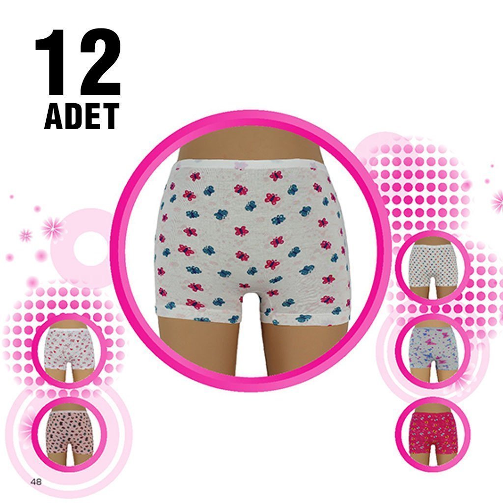 Dondeza 403 Desenli Kız Çocuk Boxer 12'li