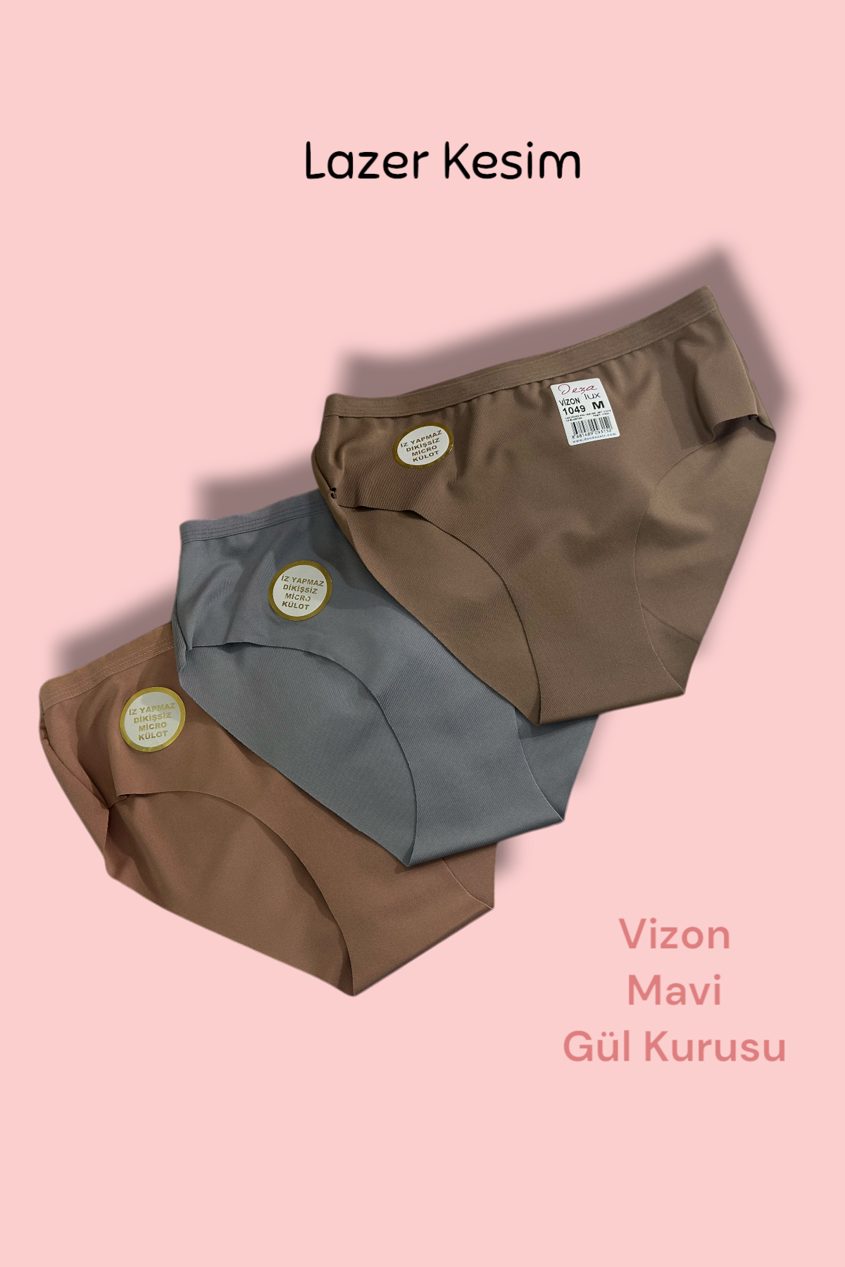 Lazer Kesim İz Yapmaz Külot 3'lü Karışık Renk