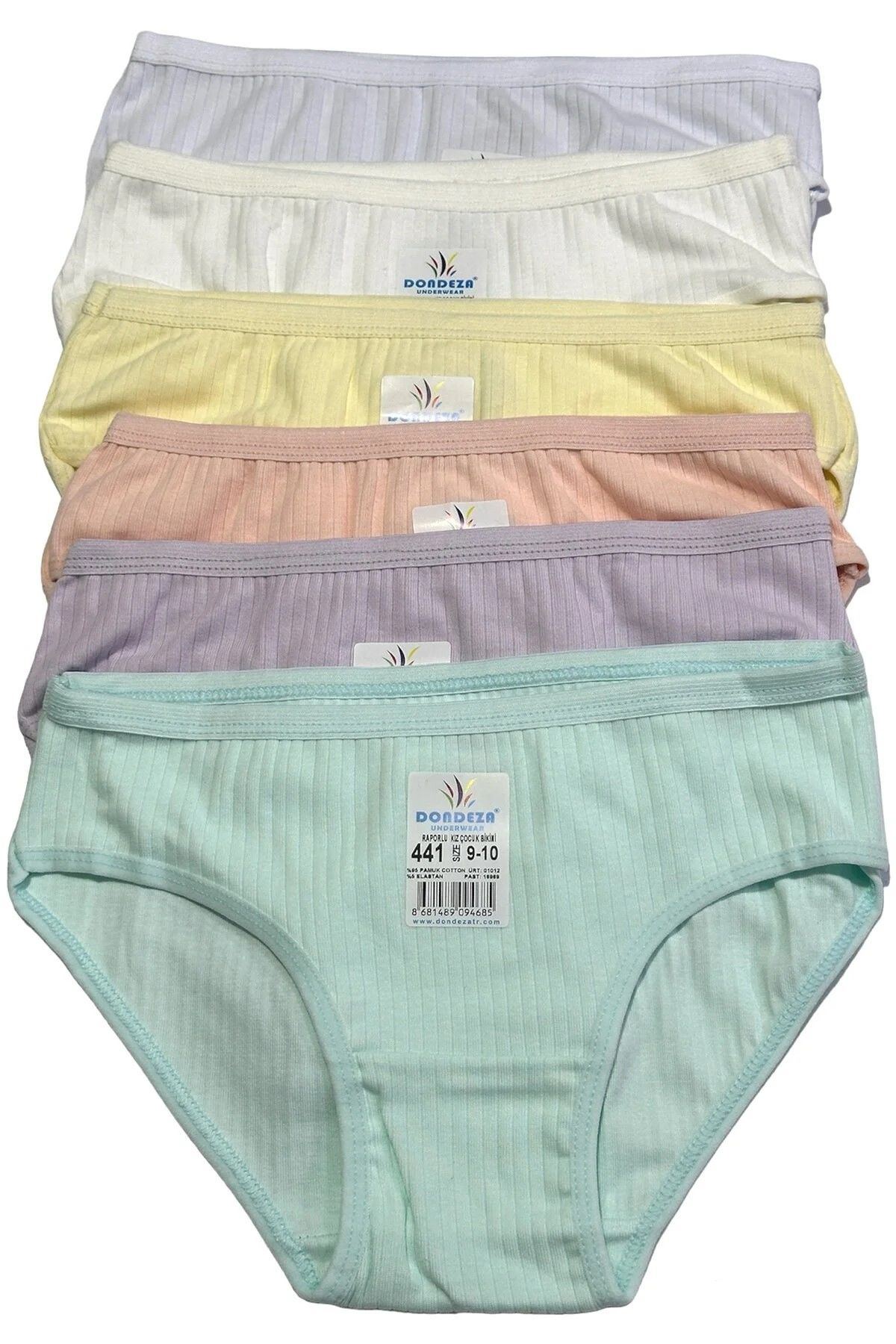 Dondeza 441 Kız Çocuk Raporlu Fitilli Yumuşacık Külot 6 Adet