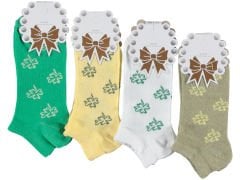 Ekonomik Kadın Renkli/Desenli Patik Çorap 12'li Paket