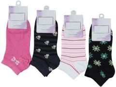 Kadın Patik Çorap Desenli Ekonomik 12'li Paket