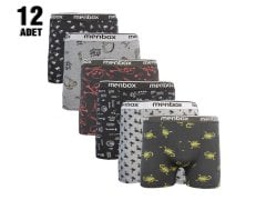 Menbox 1052 Desenli Erkek Likralı Boxer 12'li