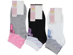 Desenli Gold Kadın Patik Çorap 12'li Paket