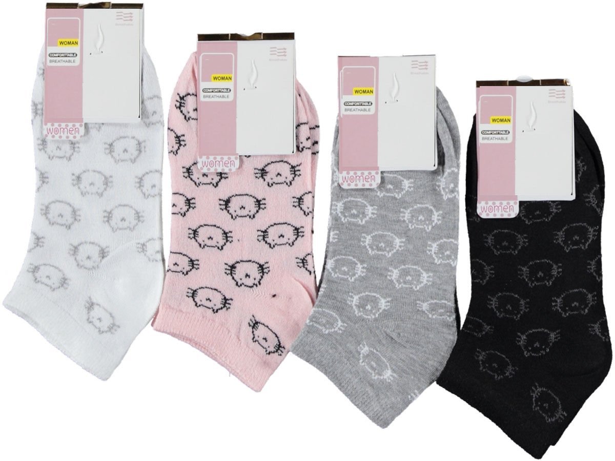 Desenli Gold Kadın Patik Çorap 12'li Paket