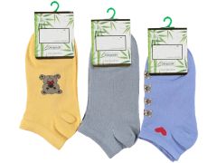 Renkli Kadın Bambu Patik Çorap 12'li